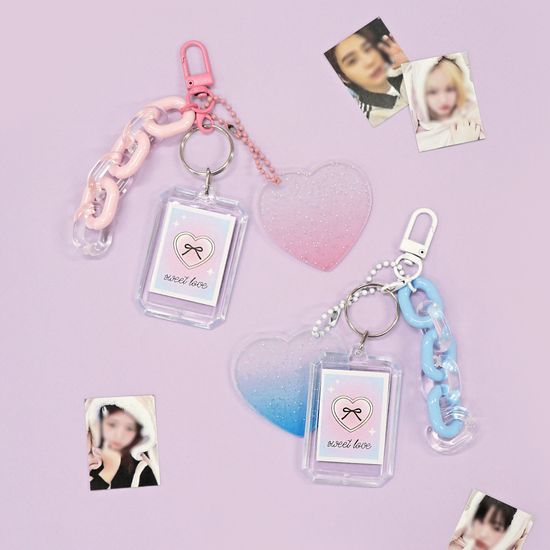 오첵 완소최애 미니포토 하트 키링