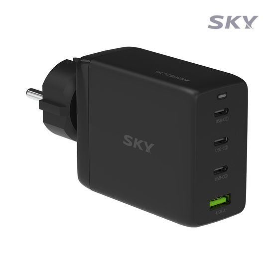 스카이 필 GaN 100W 접지 4포트 멀티 충전기+케이블
