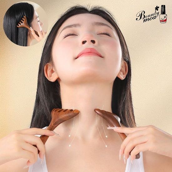 목주름 우드무늬괄사 전신 두피마사지 빗(WFFW191)