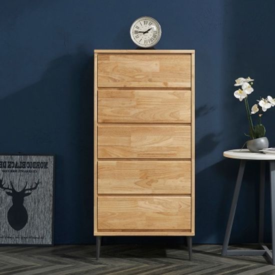 파츠 고무나무 원목 서랍장 5단 600 (착불)