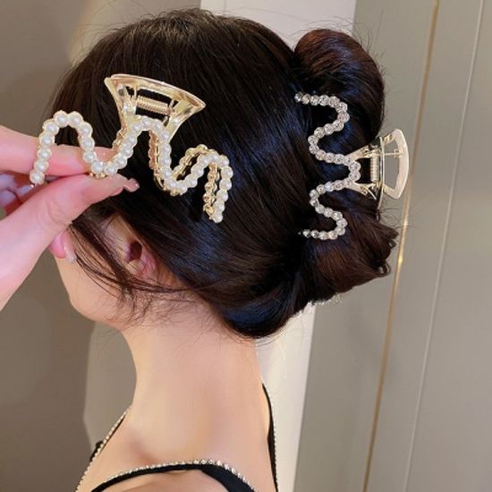 블링 진주 큐빅 꼬임 집게핀 메탈 골드 헤어 머리 핀
