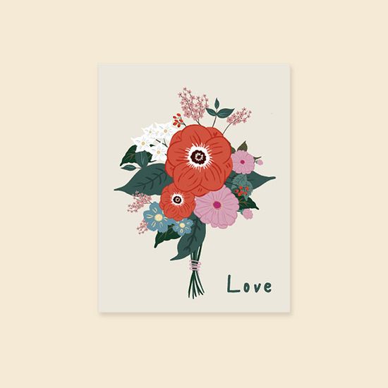 캘리그라피카드 사랑카드 HN2412- FLOWERS - LOVE
