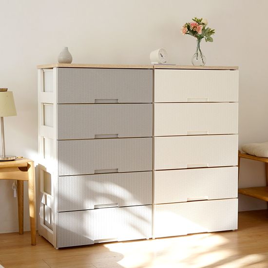 보노하우스 라탄 플러스 우드상판 서랍장 2단~6단