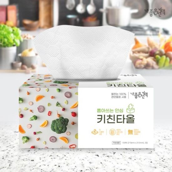 [1+1] 기분좋은선택 뽑아쓰는 키친타올 130매 x 3팩