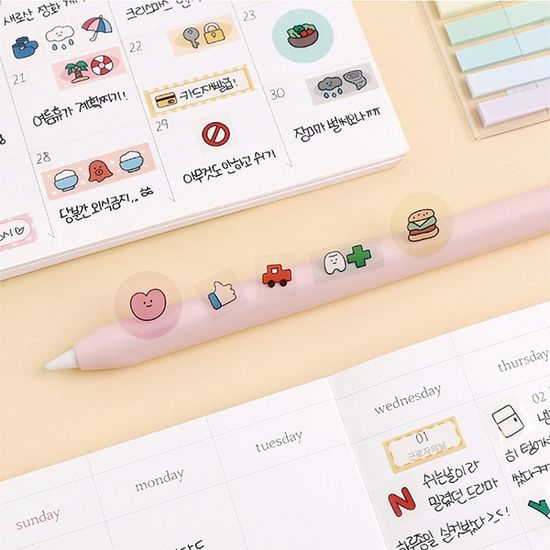사각사각 두들 스티커팩 투명 6장