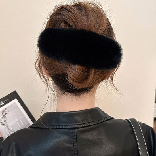 러블리 밍크 퍼 털 집게핀 여성 머리핀 헤어핀 겨울