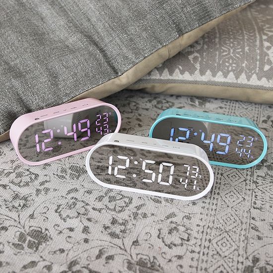 무아스 팝 미러클락 빅 무소음 LED 탁상시계 온습도