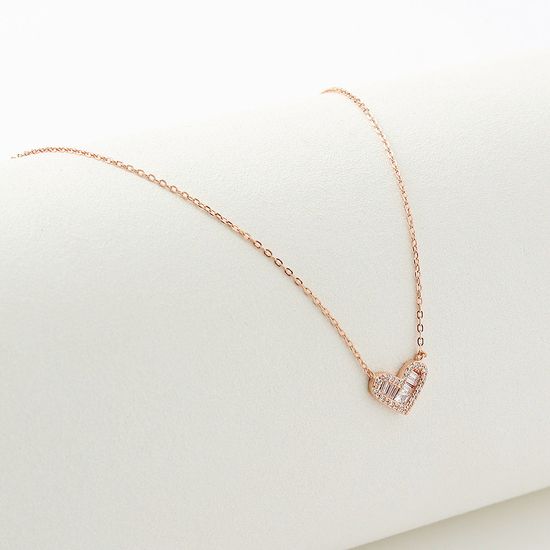 [비쥬홀릭] 실버925 샤이니 하트 로즈골드 목걸이