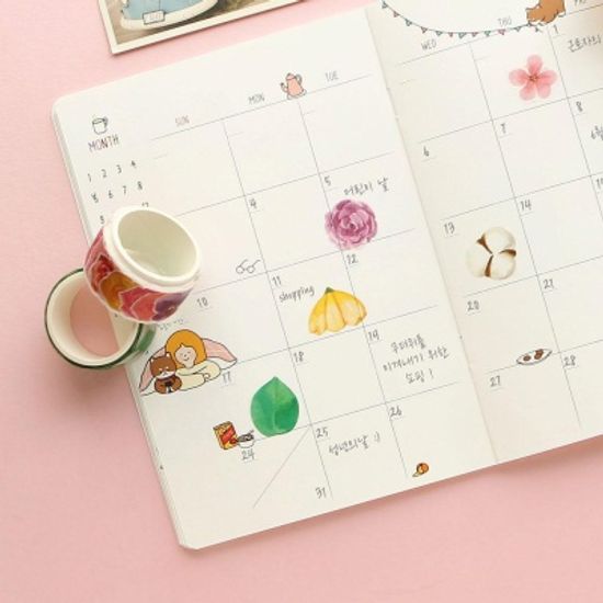 핑크풋 2000떼어쓰는마스킹테이프(꽃)