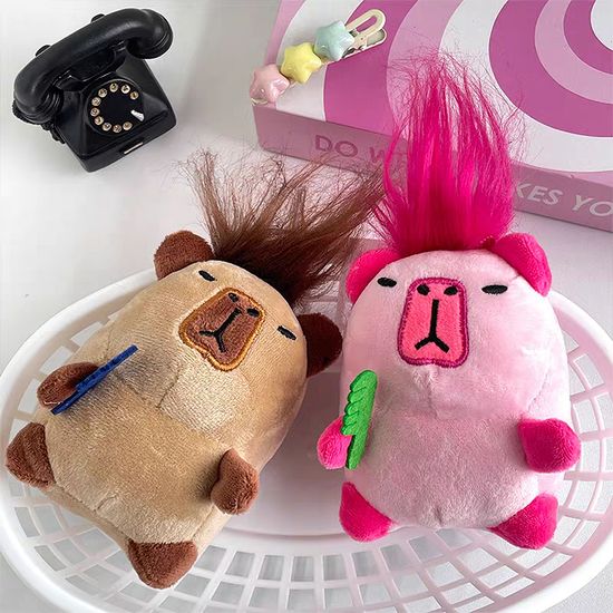 큐트 귀마개 머리카락 카피바라 인형 키링 커플 선물