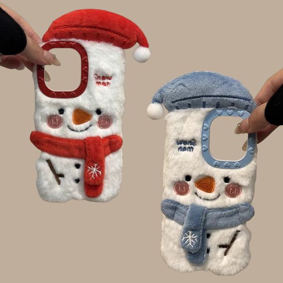 아이폰 16 15 14 13 12 겨울 눈사람 털 인형 폰케이스