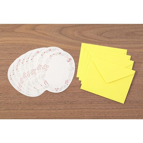 Letter Set Letterpress Die-cut - Wreath Red
