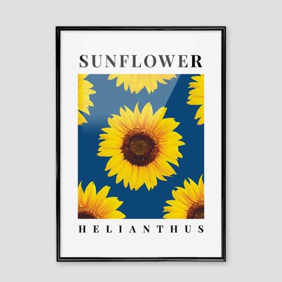 해바라기 그림 액자 인테리어 포스터 - 아마존블루