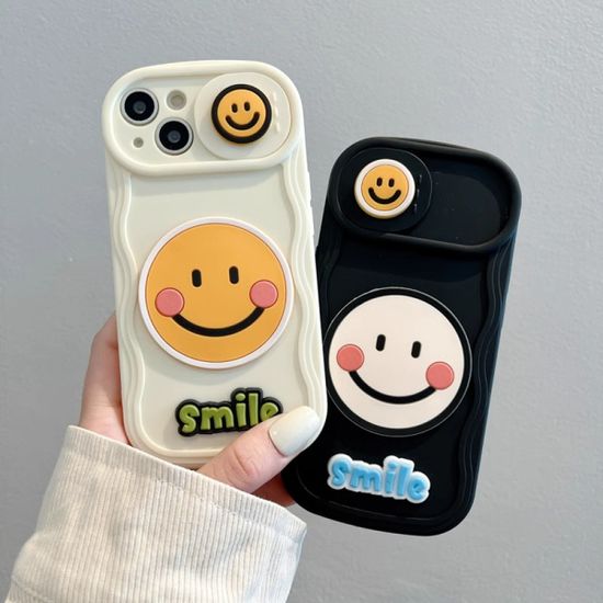 아이폰 14 13 12 카메라 커버 스마일 물결 젤리케이스