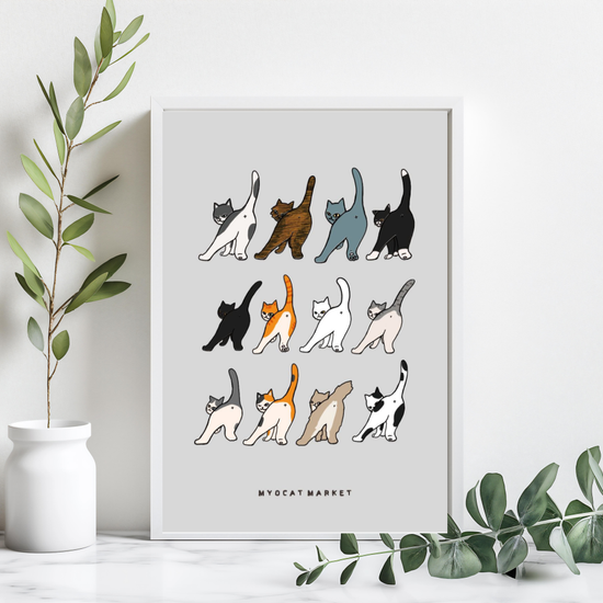 묘캣마켓 똥꼬 자랑냥 고양이 A3 일러스트 포스터
