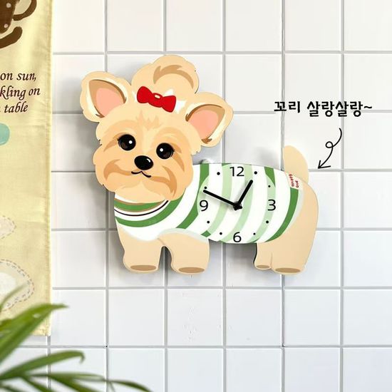 홈테리어 요크셔테리어 강아지 디자인 캐릭터 무소음 