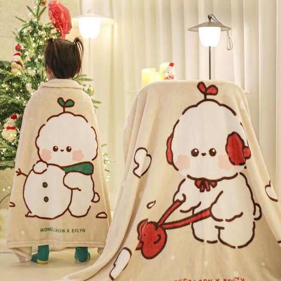 [리빙팁] 러블리 비숑 극세사 똑딱이 빅사이즈담요