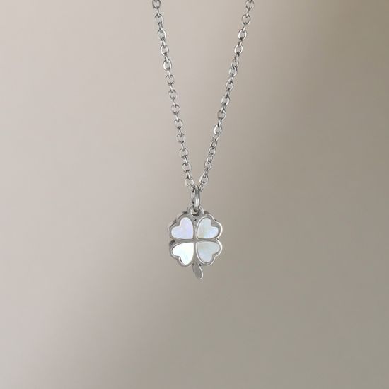 [선물포장/써지컬스틸] 행운의 자개 클로버 이니셜 목