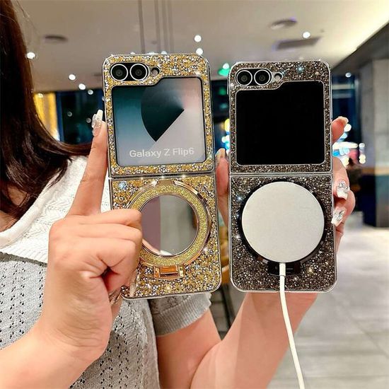 갤럭시 z플립 6 5 4 3 예쁜 펄 글리터 미러 링 케이스