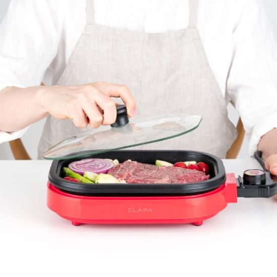 1인용 가정용 미니 전기그릴 전기팬 (뚜껑포함)