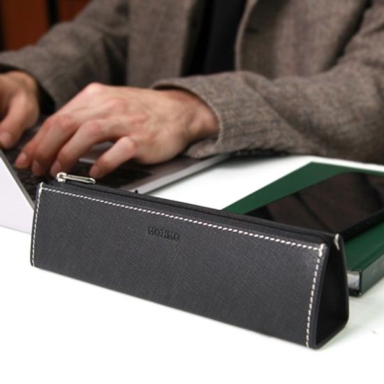 고등학생 대학생 가죽 필통 지퍼 고급 펜 파우치 