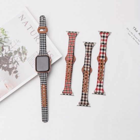 애플워치 8 7 6 5 4 3 2 se 체크 패턴 가죽 스트랩 줄