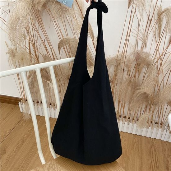 샐리 리본 에코백(블랙) 데일리 매듭 캔버스백