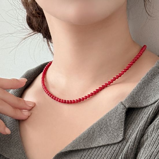[선물포장] Red Berry Coral Necklace