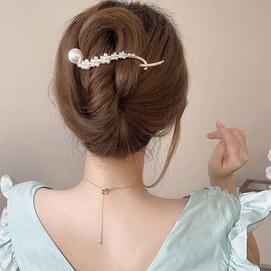 왕 미니 진주 집게핀 심플 포인트 헤어 머리핀 헤어핀