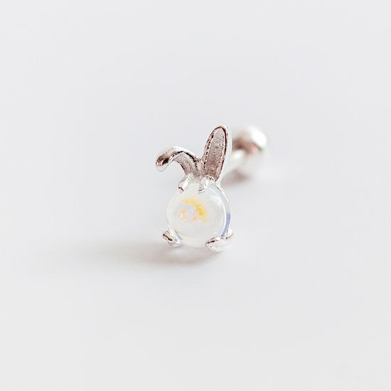 실버925 문스톤 토끼 피어싱