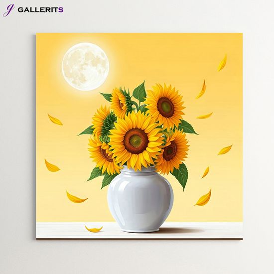 해바라기 달항아리 그림 생기 꽃 액자 거실 풍수 특대