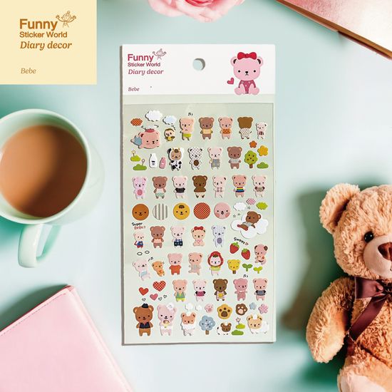 퍼니스티커 C525P 곰돌이 베베 PVC 다이어리데코