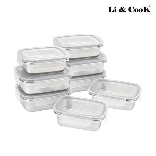 리앤쿡 스텐레스 밀폐용기 8종세트 (400ml*4+600ml*4)