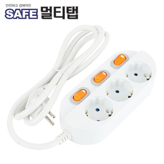 국내 생산 정규격 멀티탭 3구 개별 접지 3m