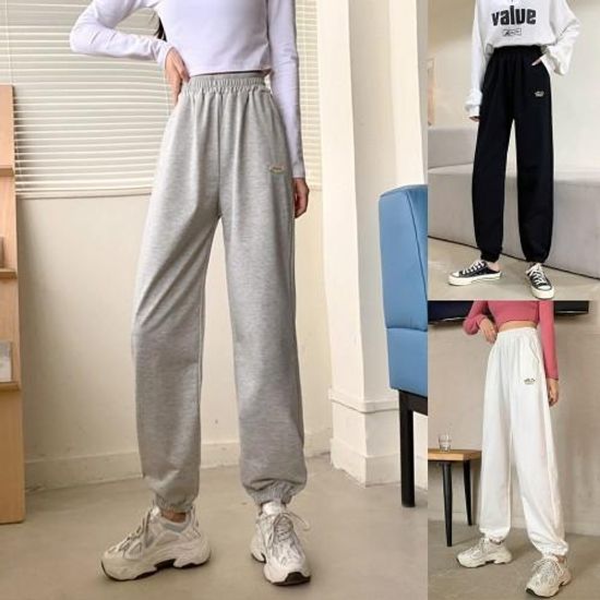 무지개 자수 조거 트레이닝 바지 여성 데일리 캐주얼