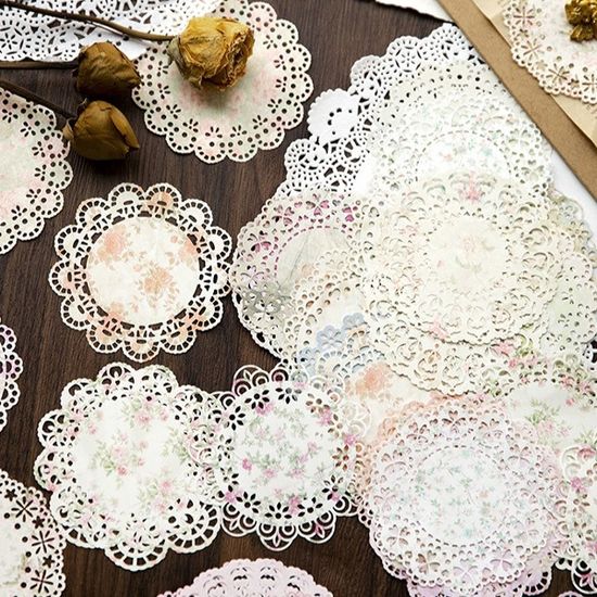 빈티지 도일리 레이스 플라워 메모지 종이 페이퍼 