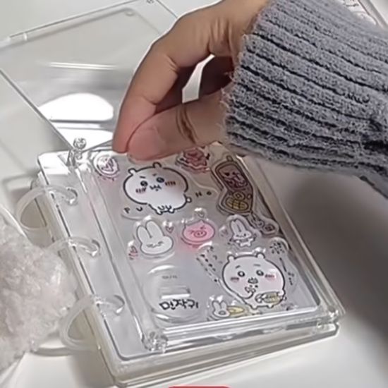 투명 아크릴 파츠 꾸미기 미니 3공 포카 바인더 앨범