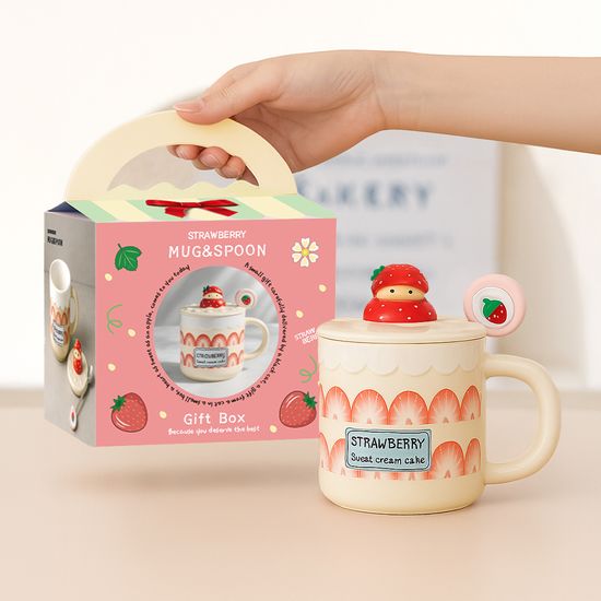 레토 딸기 스푼 머그컵 세트 400ml LMC-S03
