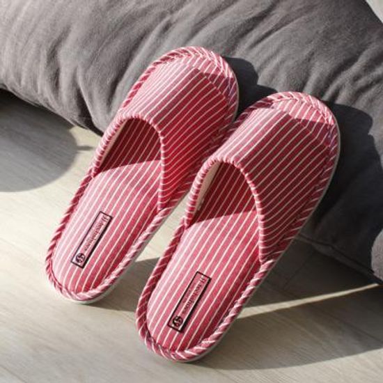 스트라이프 점보 실내화  - 레드