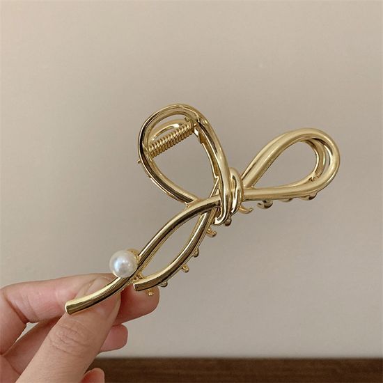 물결 곡선 유광 무광 메탈릭 집게핀 여성 헤어 머리핀