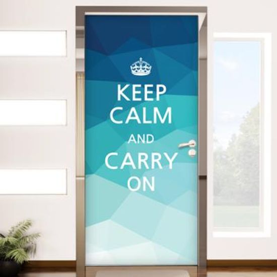 co119-keep calm and carry on(블루)_현관문방문시트지