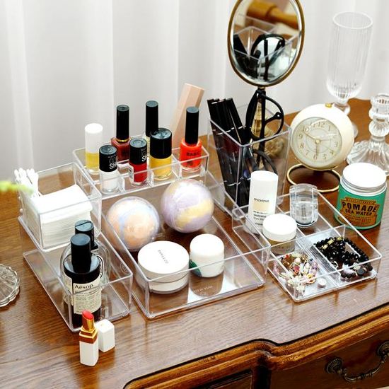 모던 큐브 투명 정리함 6호 1개+1개 데스크오거나이저