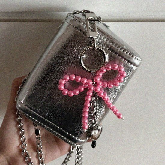 Ribbon layered keyring_pink
