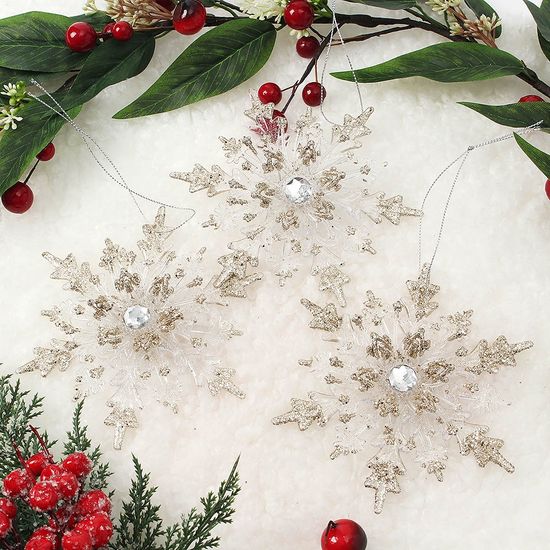 [도토로] 럭셔리 오너먼트 3p(골드눈결정)