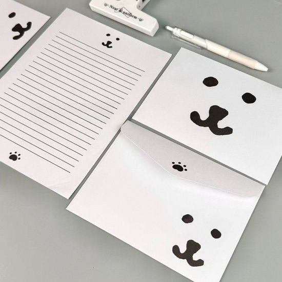 곰돌이 편지지 편지 편지봉투 세트 생일축하 메시지 