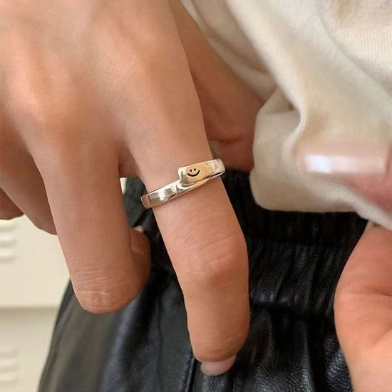 3종 씨익 웃는 스마일 포인트 오픈 링 우정 애끼 반지