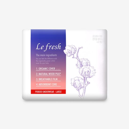 르프레시 유기농 순면커버 팬티형 생리대 4Px1팩