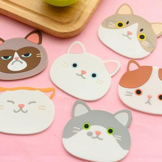 고양이 실리콘 컵받침 티코스터/컵받침/실리콘받침