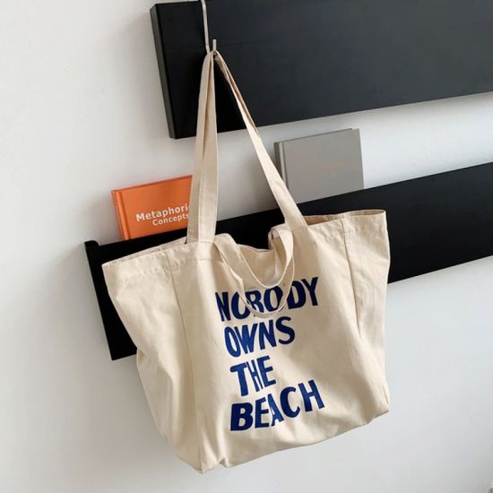 노바디 레터링 에코백 캔버스숄더백