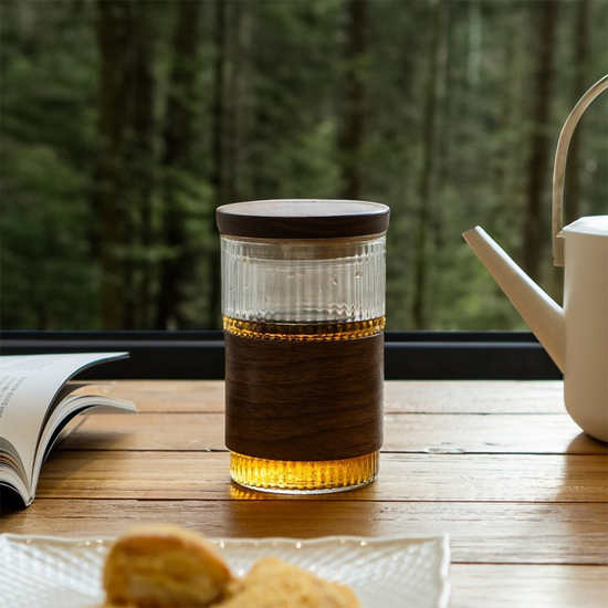 오후반차 우드링 내열 유리 티머그 